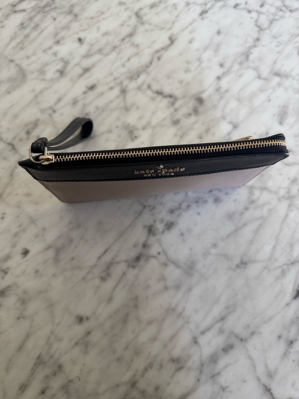 Kate Spade Staci Medium Bicolor Leather L Zip Wristlet Black Beige NWOT - Picture 4 of 13